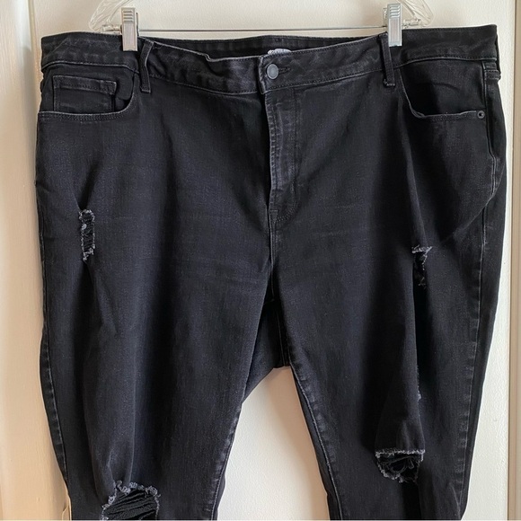 Old Navy Womens Pop Icon Skinny Mid-Rise Black Distressed Jeans Plus Size 24 - Picture 10 of 13